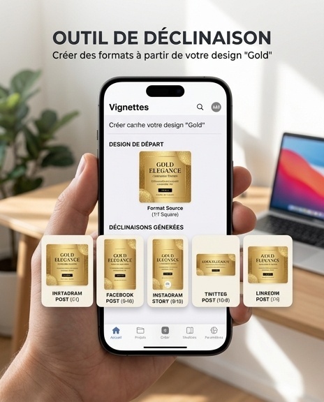 Écran de smartphone moderne montrant l'outil Vignettes