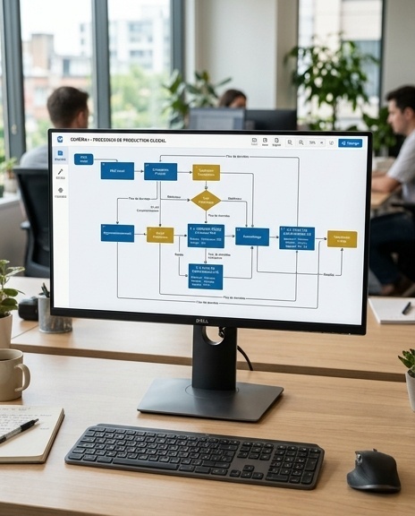 Moniteur de bureau affichant l'interface Schéma+